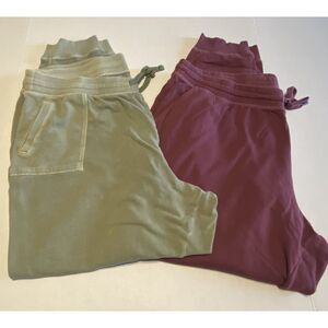 Old Navy Women's Joggers Size XXL Tall Drawstring Green Burgundy 2 Pair
